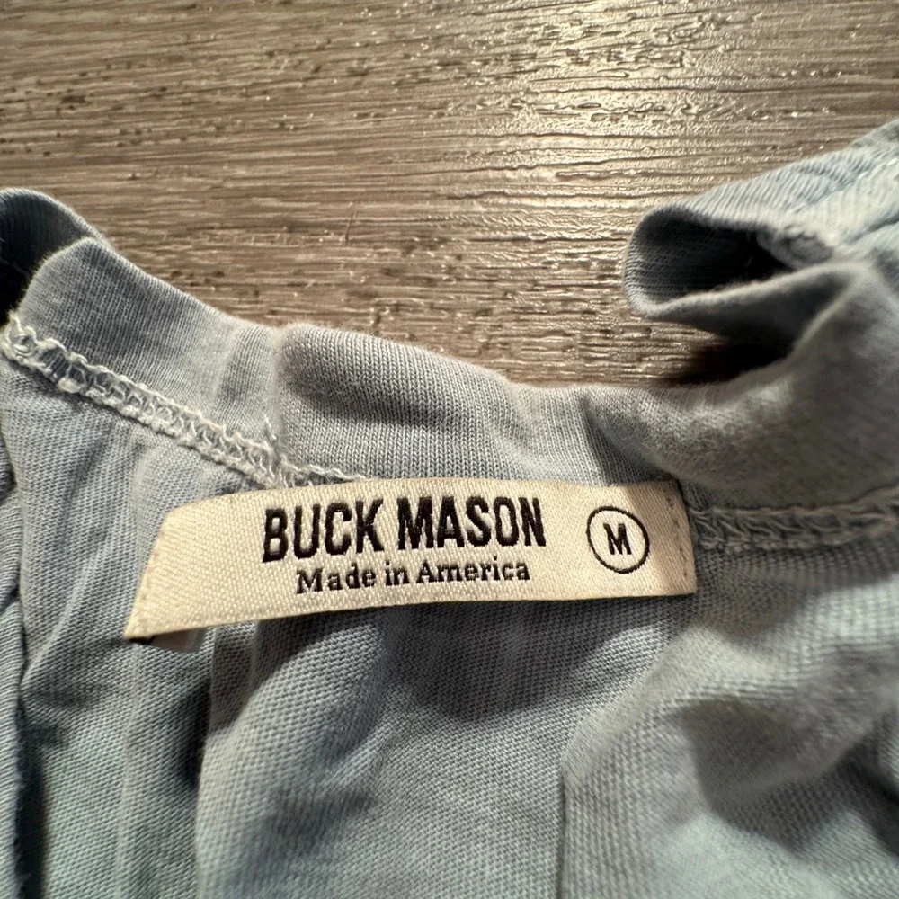 Buck Mason Shirt Mens M Blue 100% Cotton Heritage Slub Curved Hem BM11007 Tee